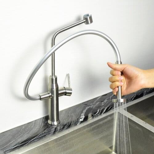 Kitchen personality faucet cold and hot revolving 304 stainless steel washing bowl home wash basin to pull the tap
