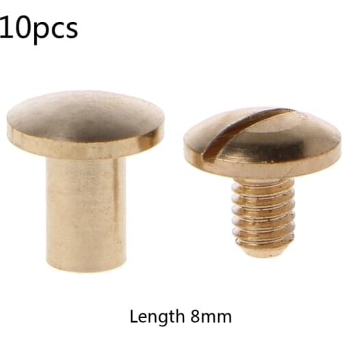 10 Pairs Brass Chicago Screws Posts Belt Button for Leather Bookbinding Crafts R9UC
