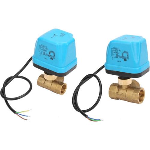AC220V G1/2" G3/4"Blue Shell 3 Way Motorized Brass Ball Valve 3 Wire Electric Threaded Ball Valve Solenoid Valve