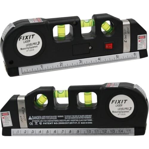 1pcs Multipurpose Level Laser Horizon Vertical Measure Tape Aligner Bubbles Ruler 30%off