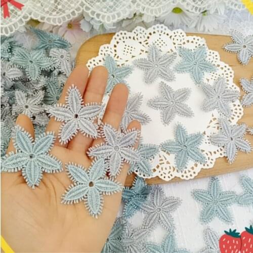 10 Pieces Flower Embroidered Lace Trim Ribbons Fabric Applique DIY Sewing Handmade Craft Materials Clothes Accessories Home Dec