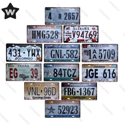 License Metal Sign Tin Plaque United States Tin Plate Wall Sticker Vintage Metal Poster Tin Sign Retro Style Man Cave Club Decor