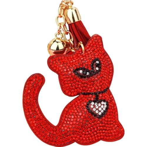 Cute Rhinestones Car Keychain For Women Girls Crystal Key Ring Holder Hanging Pendant Key Chains Charm Bag Jewelry