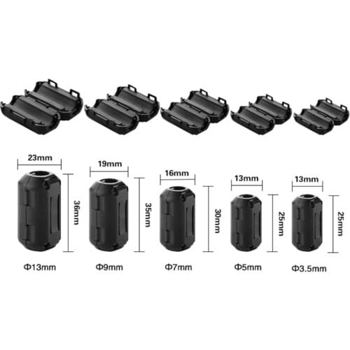 Multi Size Ferrite Core Cord Ring Choke Bead RFI EMI Noise Suppressor Filter for Power Cord USB Cable Antenna HDMI Audio Cable