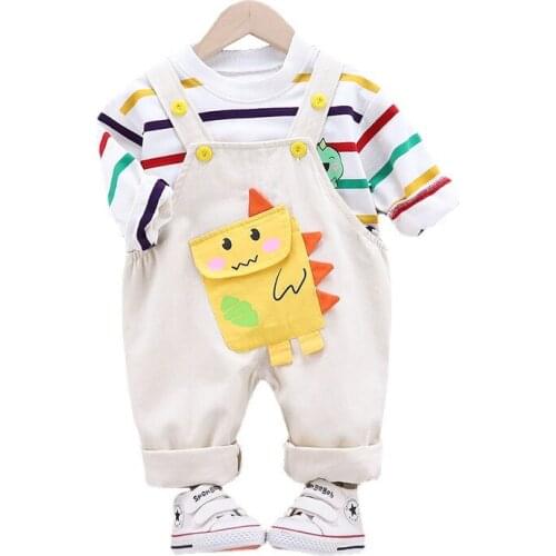 Fashion Children Outfits Spring Autumn Baby Girls Clothes Boys Casual T-Shirt Overalls 2Pcs/Sets Toddler Costume Kids Tracksuits