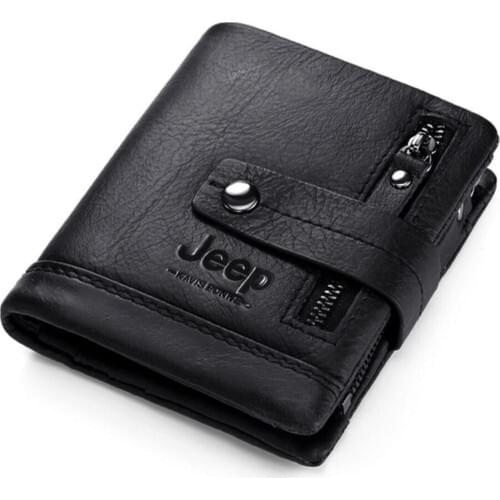 Jeep American Design 100% Genuine Leather Mens Wallet Black High Quality for Men Carteira Masculina Кошелек Мужской