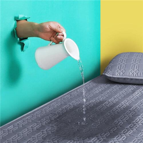 Waterproof Elastic Fitted Sheet For Bed Linen Mattress Cover Solid Color Soft Anti-Bacteria Queen King Bedding No Pillowcase