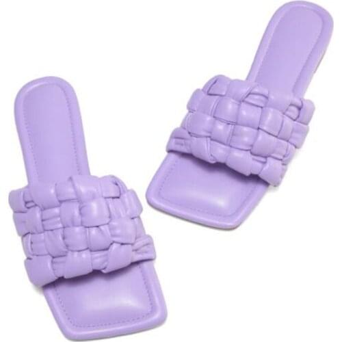 New ladies plus size slippers fashion leather woven light and comfortable all-match casual walking female sandals slippers