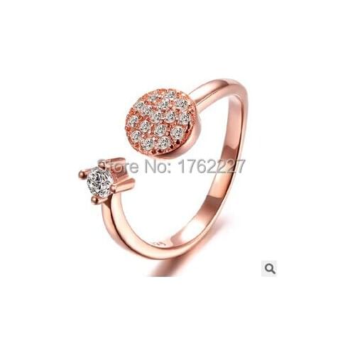 Wholesale Fashion Jewelry Silver Rose Gold Plated Crystal Rings Finger wedding Ring women Adjustable free shipping