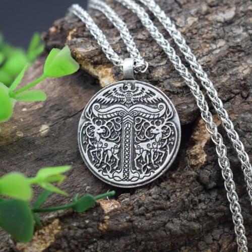 12pcs Irminsul Viking Yggdrasil Deer Eagle Necklace Tree of Life Pendant with Exquisite Box