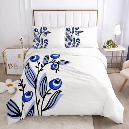 3D luxury bed linen Bedding set Blanket cover set sheet euro 2.0 1.5 family for home bed linings 70x70 evil eye white