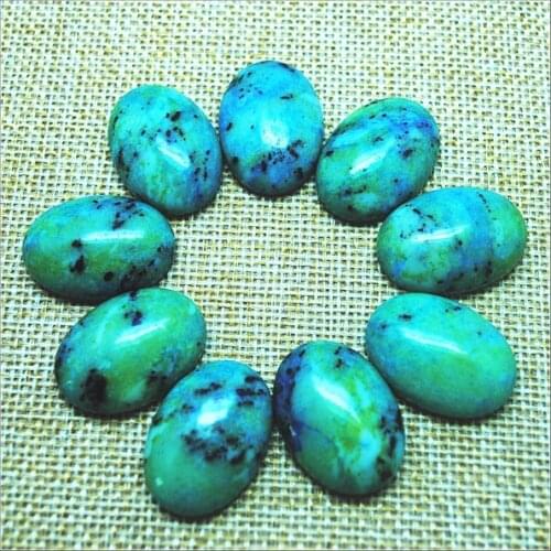 10pcs Nature Chrysocolla Stone Cabochons No Hole Oval Shape 18x25mm Pyrite Mine Amazonite Cab Beads Accessories Diy Spacer