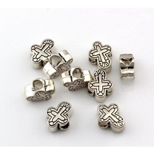 10Pcs Alloy Cross Spacer Big Hole For Jewelry Making Bracelet Necklace DIY Accessories D-74