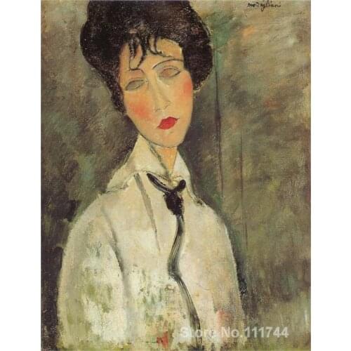 Canvas art on sale Woman with a Black Tie Amedeo Modigliani Handmade oil painting High quality