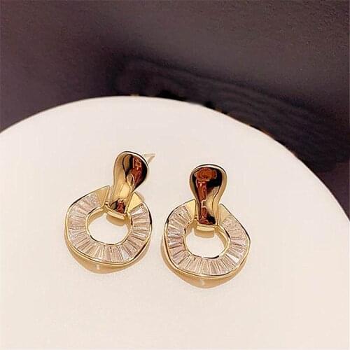 High Grade Zircon Geometric Circle Drop Earrings For Women Etrendy Personality New Jewelry Earings bijoux