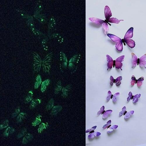 12pcs Luminous 3D Butterfly Wall Stickers Home Decor DIY Glow In The Dark Sticker Decal for Kids Room Wedding Party Decoration