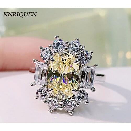 2021 Trend 925 Sterling Silver 7*9mm Topaz High Carbon Diamond Wedding Engagement Rings for Women Charms Party Fine Jewelry Gift