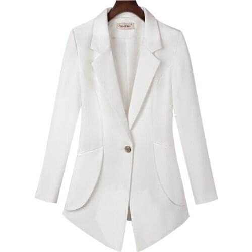 Spring Autumn OL professional casual blazer slim long-sleeve Single button elegant female coat solid casual Big size suit jacket
