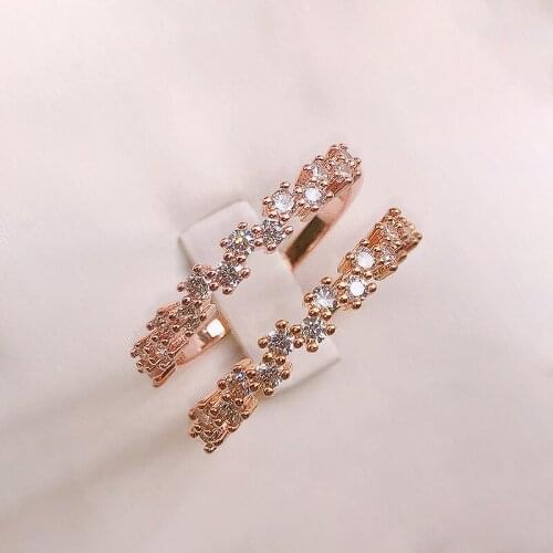 New Classic Rose Gold/Gold Crystal Rings for Women Wedding Party Engagement Ring Jewelry Accessories