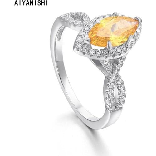 AIYANISHI Twisted Ring For Women 925 Silver Bridal Wedding Halo Marquise Sona Diamond Engagement Ring Bijoux Femme Drop Shipping