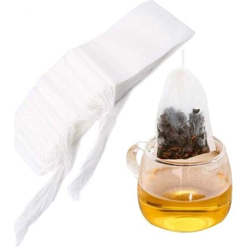 100Pcs/Lot Tea Bags Food Grade Non-woven Fabric Disposable Drawstring Bag Spice Tea Infuser Filters Teaware String Heal Seal