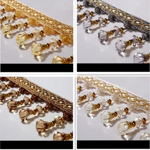 12Yard/Lot 12 Colors Curtain Lace Accessories Tassel Fringe Trim DIY Pumpkin Beads crystal bead Drapery Sewing Decoration