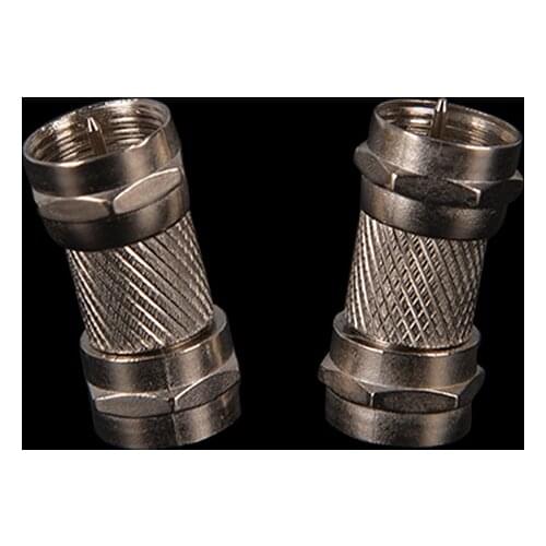 2Pcs Silver Zinc Alloy F Type Male Plug Connectors Socket To RF Coax TV Aerial Female RF Adapters