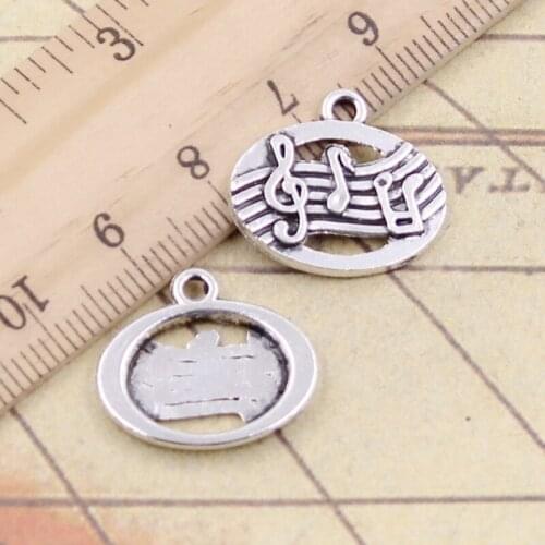 20pcs Charms Musical Disc 20x17mm Tibetan Bronze Silver Color Pendants Antique Jewelry Making DIY Handmade Craft