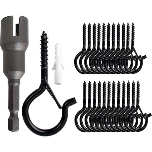 25Pcs Q-Hanger Outdoor Light Hooks Christmas Lights Hanger With Safety Buckle Screw Hooks For Hanging String Lights