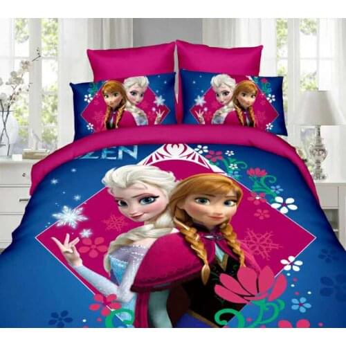 3pcs frozen print duvet cover single twin size blue Alsa Anna bedspreads kids children bedroom decor girls bedcover gift