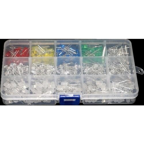 300Pcs/Box 5mm LED Diode Assortment DIY Kit Mixed Color white Fog Yellow Red Blue Green White
