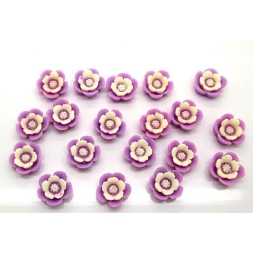 50Pcs Purple Resin Flower Decoration Crafts Flatback Cabochon Scrapbooking Embellishments Beads Diy Accessories