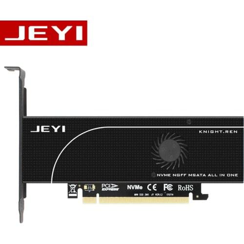 JEYI KNIGHT PCIE3.0 NVME Adapter x16 PCI-E Full Speed M.2 2280 aluminum sheet Thermal conductivity silicon wafer fan cooling SSD