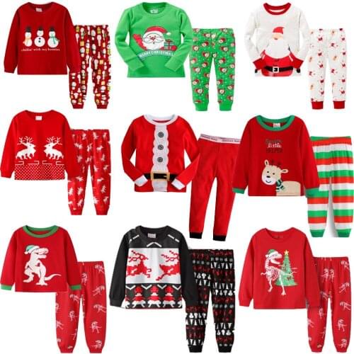 Free Shipping Autumn Boys Girls Long Sleeve Pajamas Set Kids Pyjama XMAS Cotton Halloween Nightwear Christmas Pijamas Sets