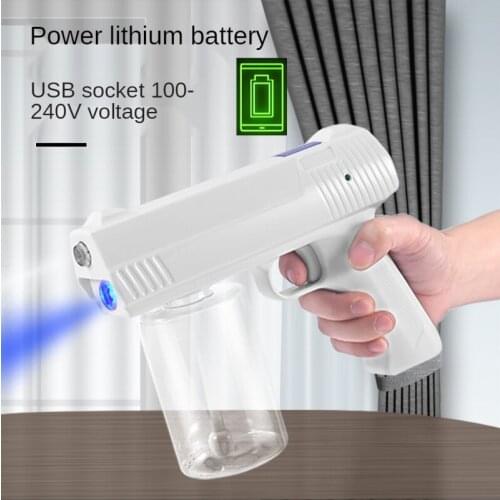 Wireless charging disinfection spray gun handle blue nano portable electric atomization machine storage bottle