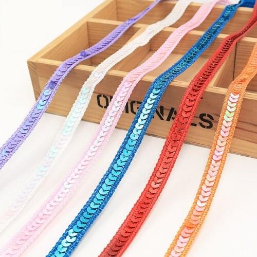 3 yards 12mm Sequins Ribbon Lace Trim Sequin Fabric For Dress Clothes Headdress Bridal Sewing Accessories DIY
