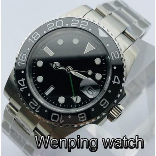 Goutent 40mm Top GMT Sterile Business Mechanical Watch 10 ATM Waterproof Sapphire Glass Ceramic Bezel Luminous Automatic Watch