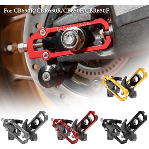 CNC Aluminum Left& Right Chain Adjusters Tensioner Catena w/ Spool For Honda CBR650RF 2014-2016 CB650R 2019 Motorcycle Parts