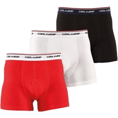 Cool & Wear 15703 Male Black White Red Triple Boxer Package 3
