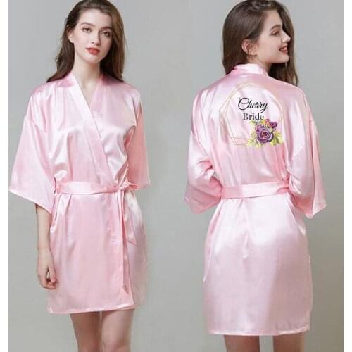 Custom bride Robe satin Bridesmaid Kimono Robes hen weekend Nightgown get ready Bathrobe nightwear marriage gift