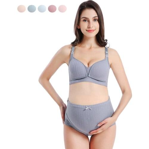 2 piece set Cotton Maternity Nursing Bras Pregnant Breastfeeding Pregnancy Women Breast Feeding Bra soutien gorge allaitement