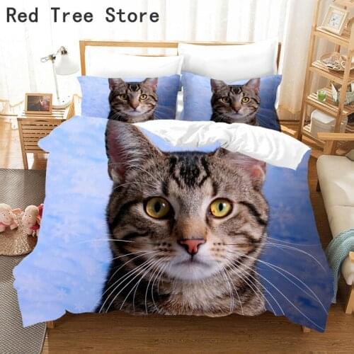 3D Cute Pets Cat Printed Bedding Set Kids Boy Duvet Quilt Cover Animal Pattern Design Bed Cover With Pillowcase Custom Bed Linen