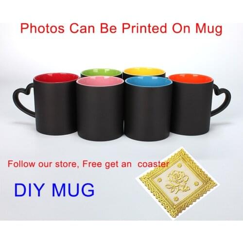 Heart handle mug Magic Color Changing Mugs,unique Ceramic Coffee Cups best gift for friends custom your photo on Tea cup
