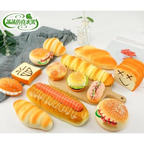 Miniatures Artificial Fake Sandwich Burger Simulation Pu Material Super Soft Circle Bread Food Model Supplies Cabinet Props