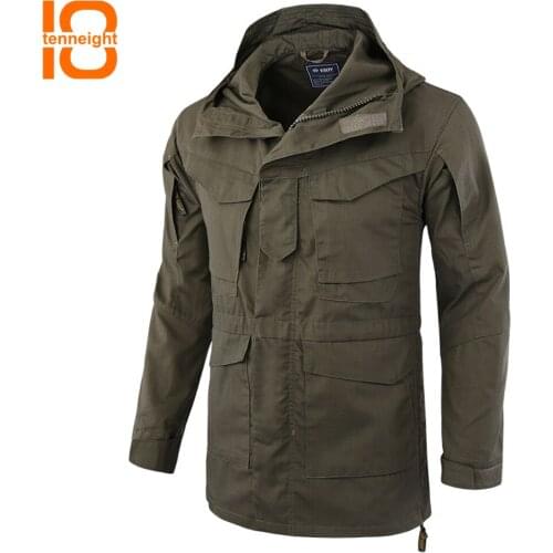 TENNEIGHT M65 UK Military Tactical Jacket Men US Army Tactical Mens Windbreaker Hoodie hiking Field Jacket Flight Pilot Outwear