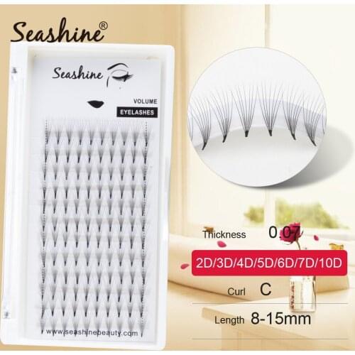 Seashine Pre-fanned Lash 2D3D4D5D6D7D10D Lashes Extension Russian Volume False Eyelashes Pre-made-Volume-Fans Eyelash Extension