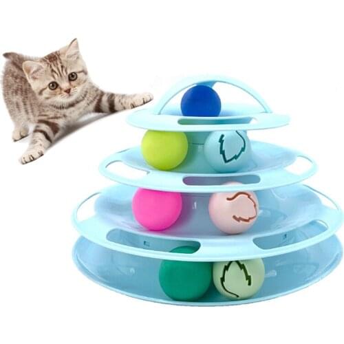 Upgrade 4 Layers Pet Cat Toys Crazy Flash Ball Disk Interactive Amusement Plate Play Disc Trilaminar Turntable Mouse Toy For at