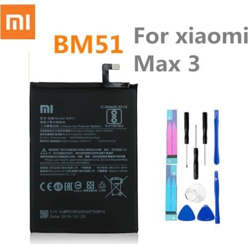 Original Replacement Battery For Xiaomi Mi Max3 Max 3 BM51 Genuine Phone Battery 5500mAh+Tools