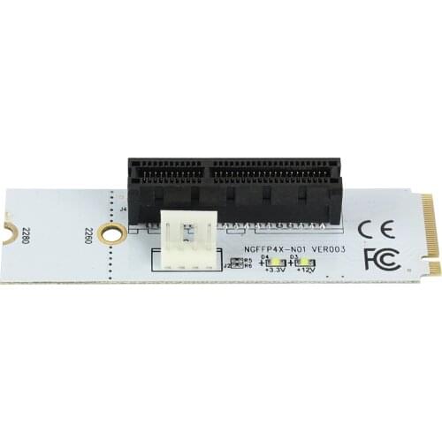 For NGFF M.2 to PCI-E 4x 1x Slot Riser Card Adapter M Key to PCIe X4 Converter w LED Voltage Indicator For BTC Miner Mining