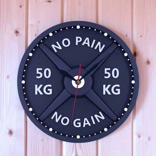 Personalized 50KG Print Wall Clock Circular Gym Weight Lifting Dumbbell Shape